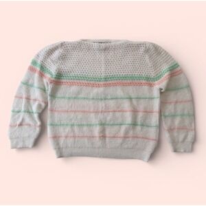 Vintage Parallel Lines Sweater Pastel Stripe Soft Girl Knit Cropped Women's‎ M